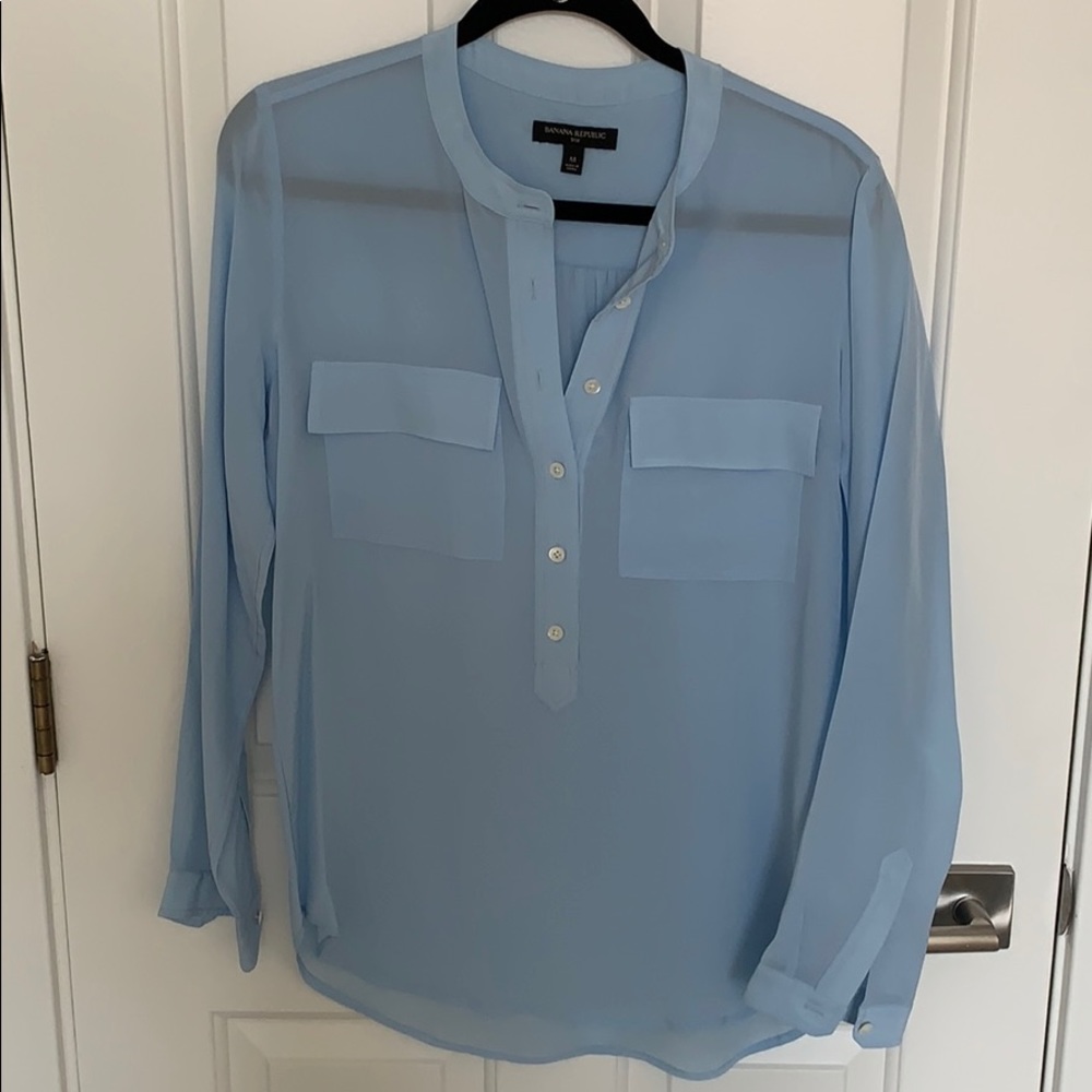 Banana Republic Blue Silk Blouse